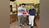 Abhinav Bindra presents Neeraj Chopra with a puppy named 'Tokyo'; see pic