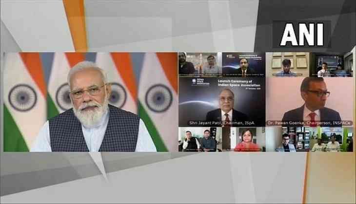 Prime Minister Narendra Modi during the launch of Indian Space Association.