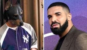 Drake leaves hotel in bulldog mask ahead of 'For All the Dogs' release