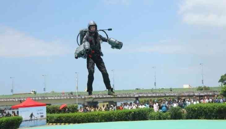 Man in jet suit takes to skies at Kochi event