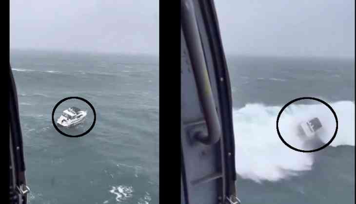 Massive Wave Flips Over Boat in the Ocean