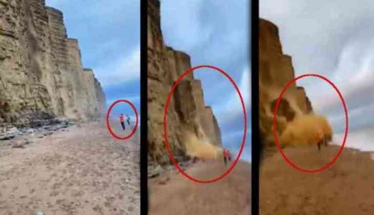 Terrifying Rockfall Incident Caught on Camera