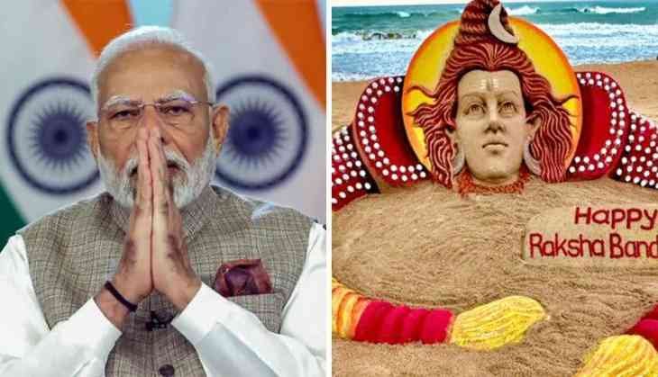 Sudarsan Pattnaik crafts Lord Shiva on Rakhi sand sculpture