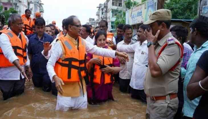 Union Agriculture Minister Shivraj Singh Chouhan during his visit to flood-affected areas
