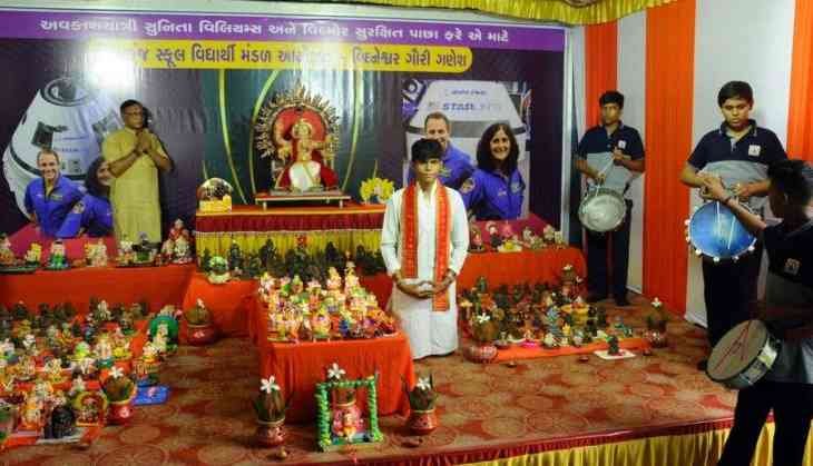 Students of Vidya Kunj School praying for Sunita Williams' safe return during the Ganesh festival