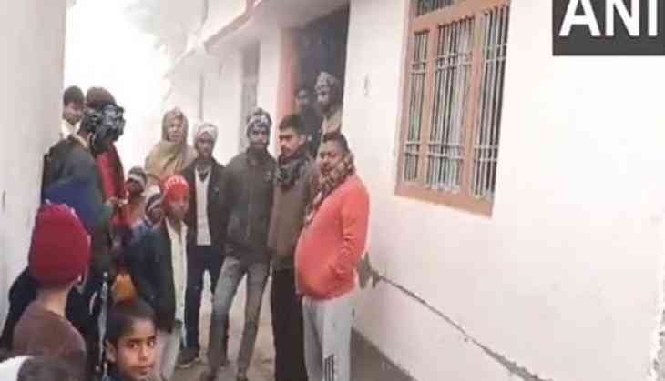 Family members gather at the residence of mother-daughter who died in Maha Kumbh stampede